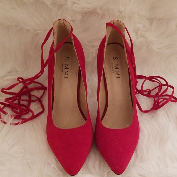 New Simmi London Red Suede Heels - Picture 4 of 4